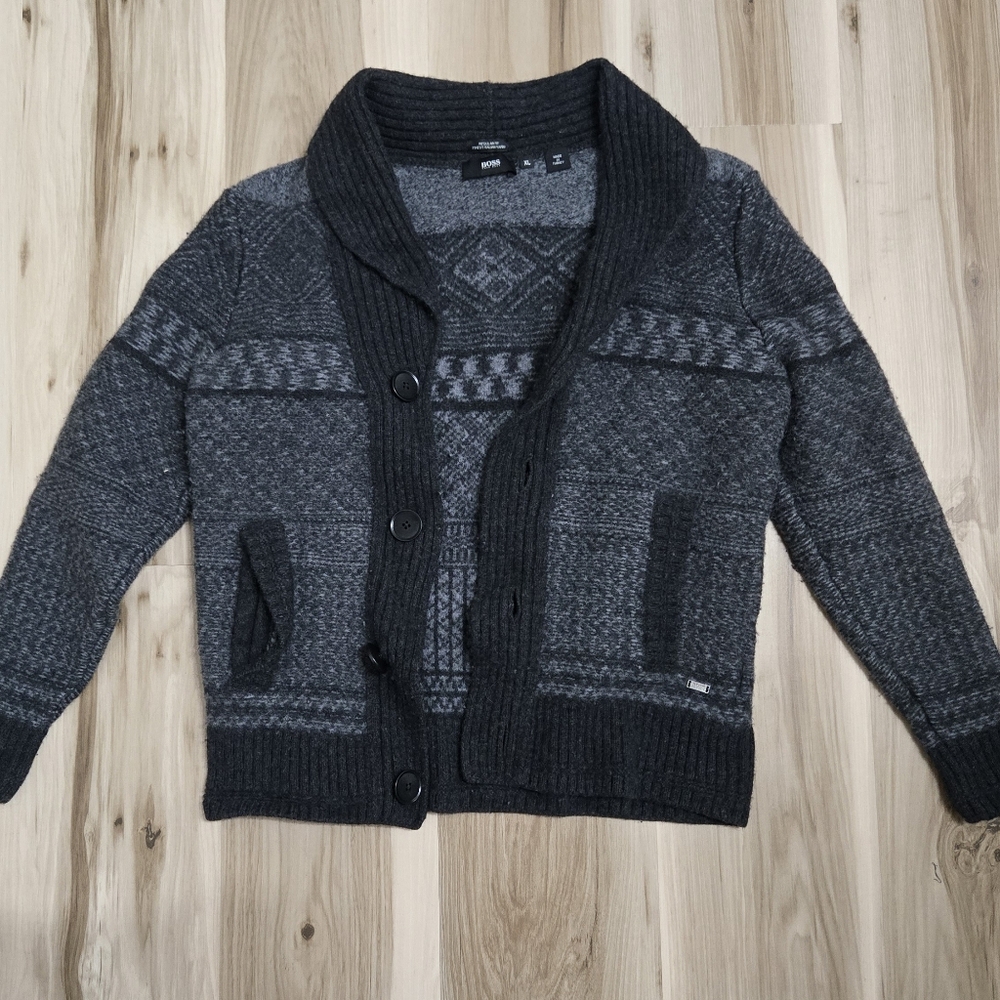 Boss Charcoal Patterned Cardigan